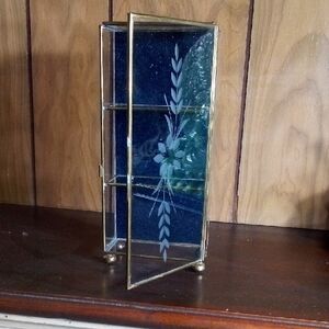 Elegant Glass Display Cabinet with Gold Accents